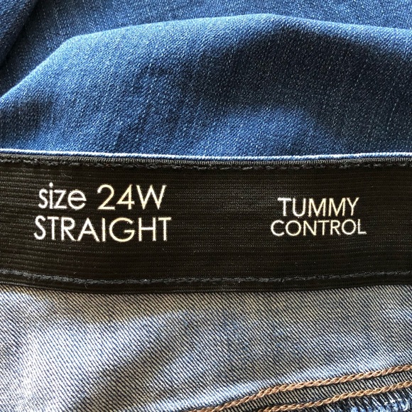 Kim Rogers Women Straight Jeans Size 24W Dark Wash Plus Size Tummy Control - Picture 3 of 16